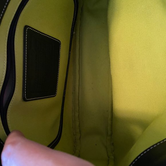 Coach Clip Lock Canvas & Black Leather Trim Shoulder Bag Handbag Vintage 7774 - Picture 6 of 9